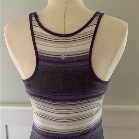 LULULEMON RACERBACK STRIPPED TANK TOP. PURPLE. SIZE 4. EUC. - Picture 2 of 16
